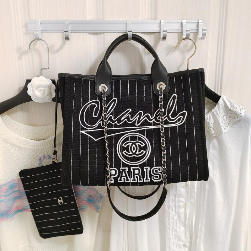 Chanel Handbags A66942 striped black and white